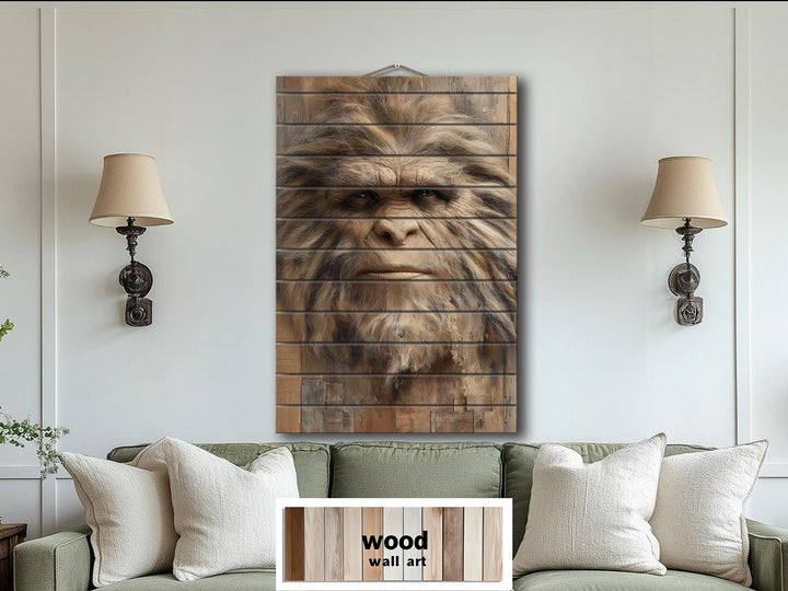 Bigfoot Portrait Distressed Wood Wall Art