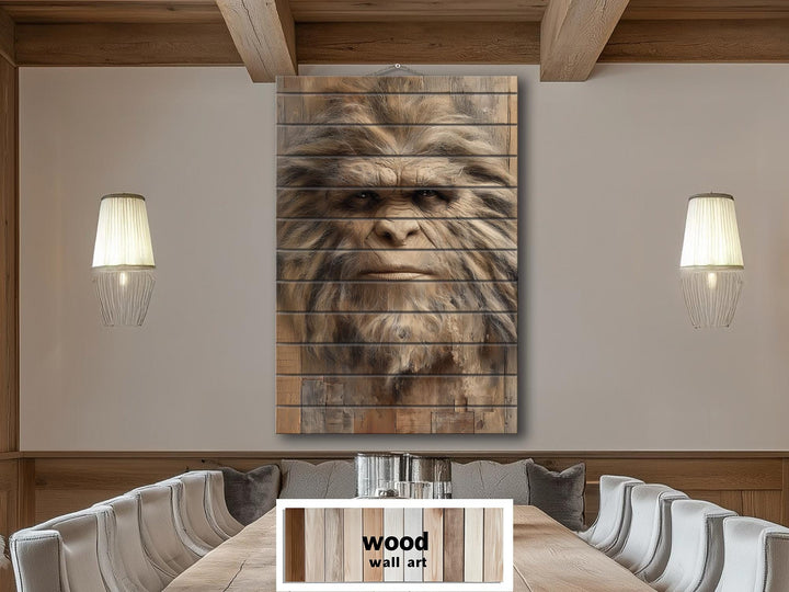 Bigfoot Portrait Distressed Wood Wall Art