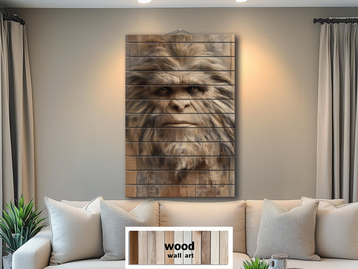 Bigfoot Portrait Distressed Wood Wall Art