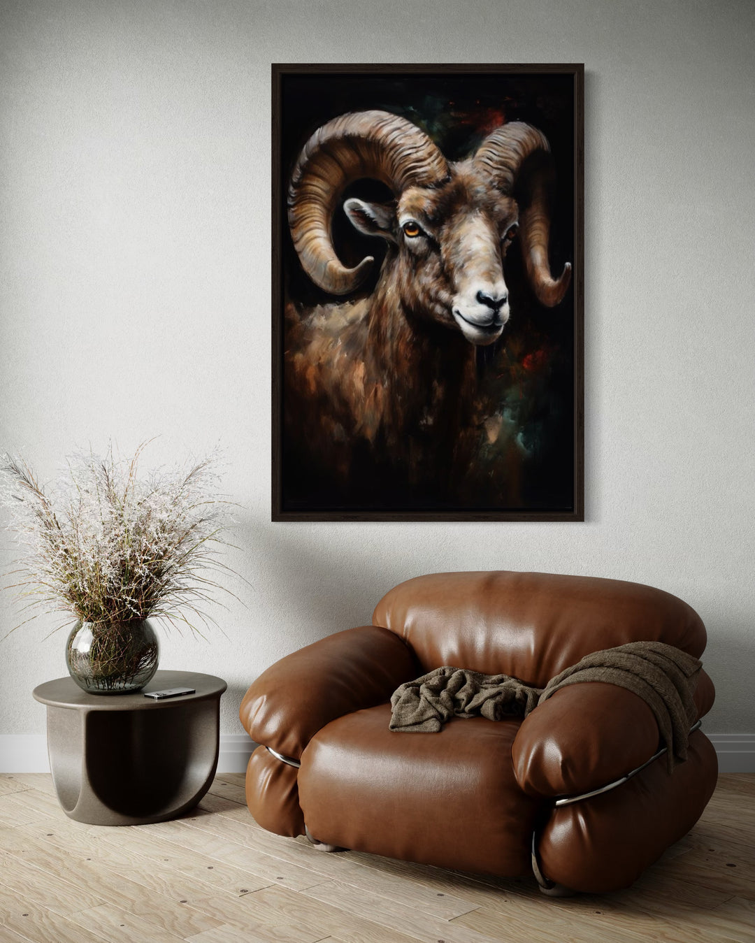 Bighorn Ram Framed Canvas Wall Art