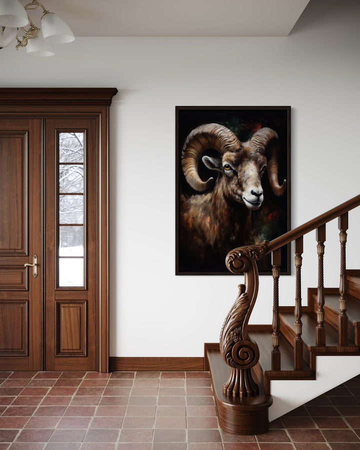 Bighorn Ram Framed Canvas Wall Art