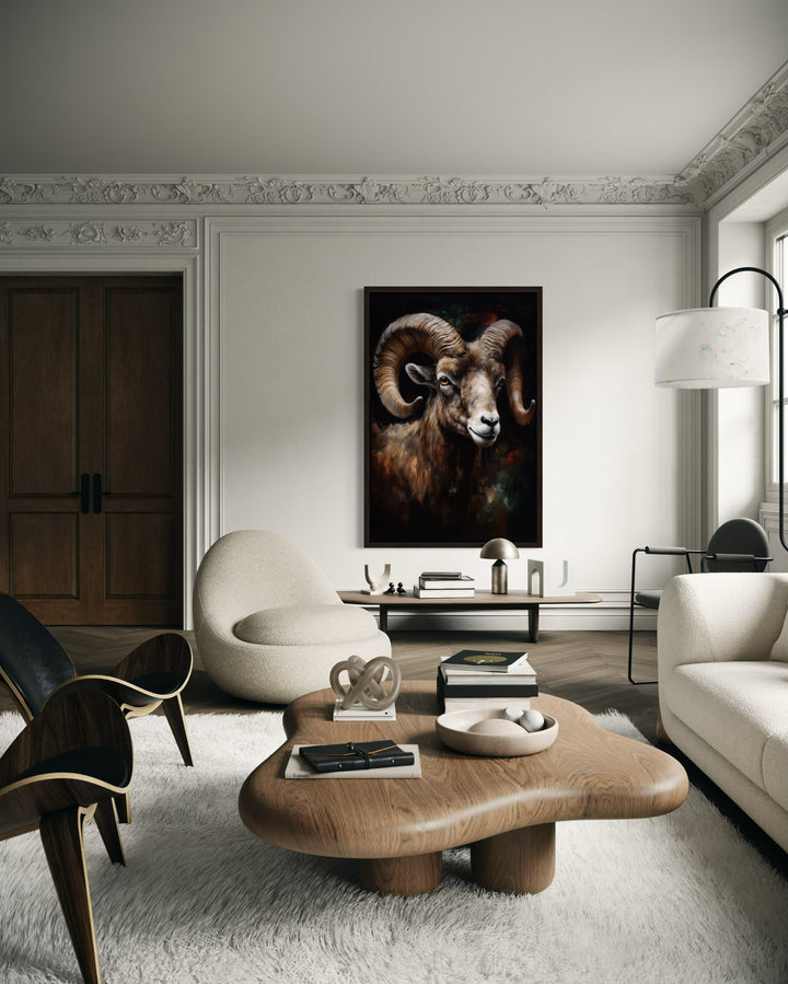 Bighorn Ram Framed Canvas Wall Art