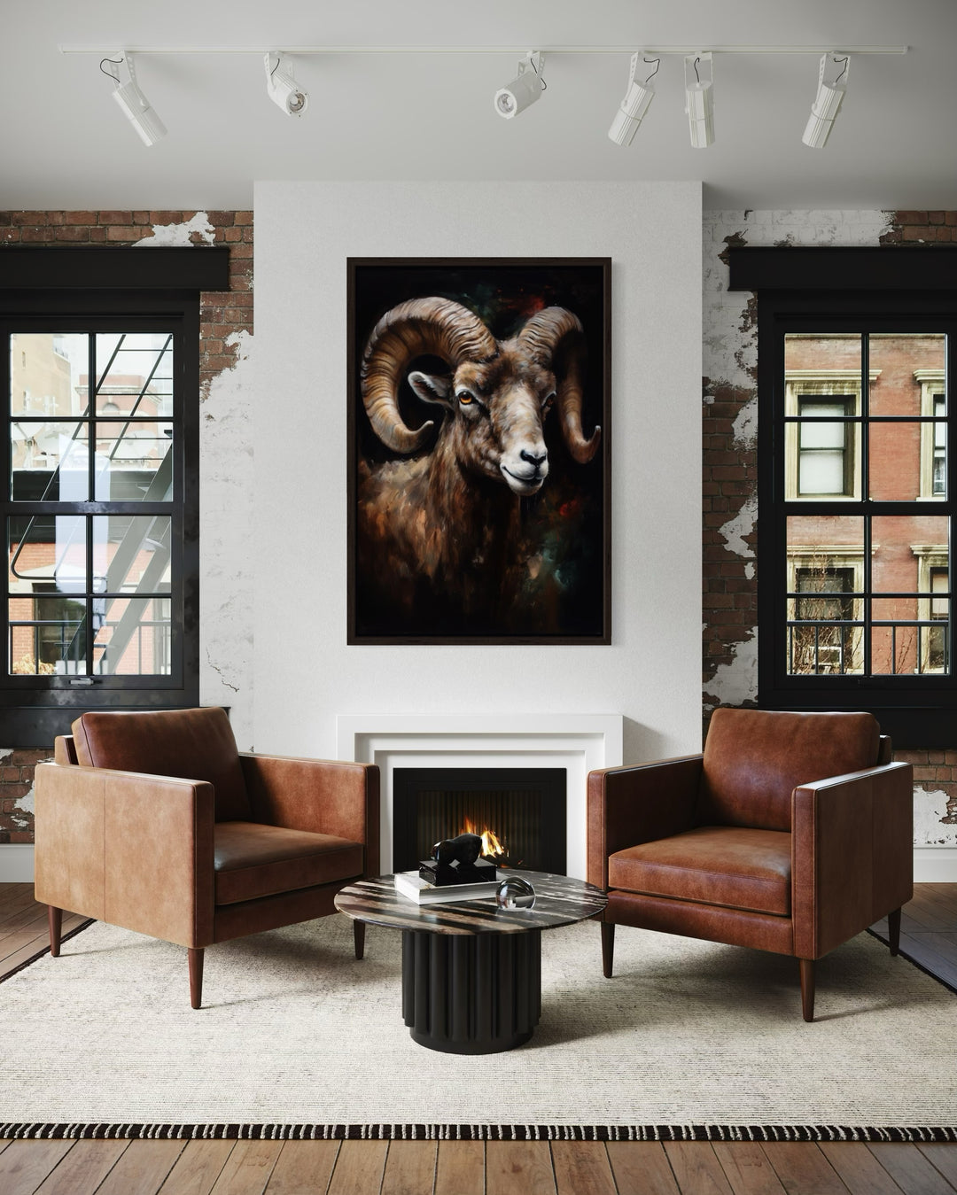 Bighorn Ram Framed Canvas Wall Art