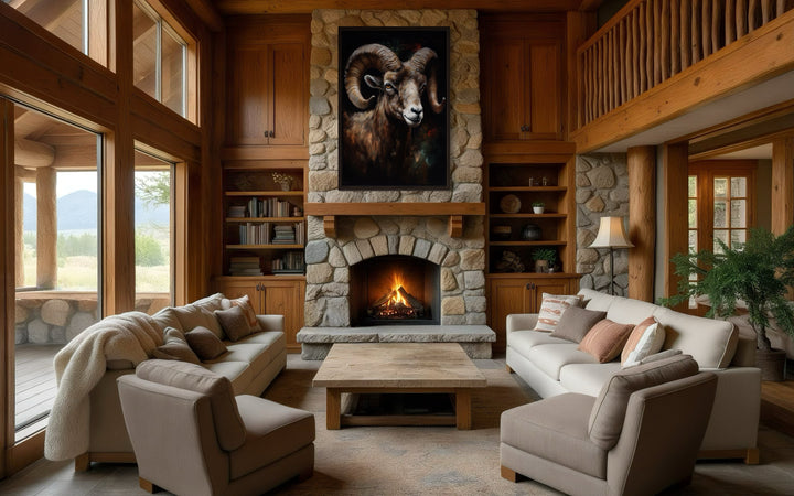 Bighorn Ram Framed Canvas Wall Art