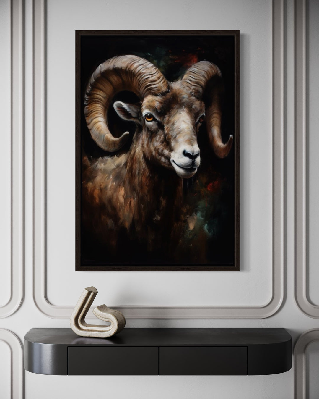 Bighorn Ram Framed Canvas Wall Art