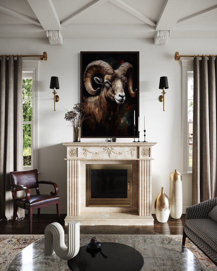 Bighorn Ram Framed Canvas Wall Art