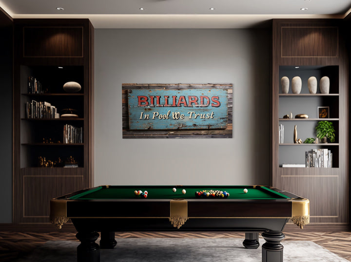 Billiards Room Decor In Pool We Trust Vintage Sign Canvas Wall Art