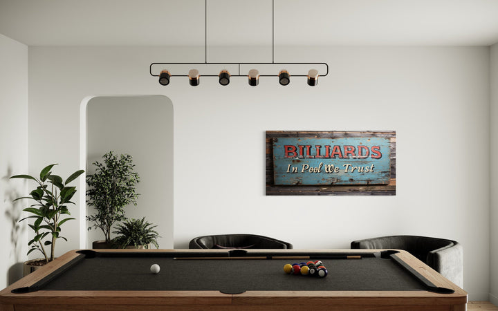 Billiards Room Decor In Pool We Trust Vintage Sign Canvas Wall Art