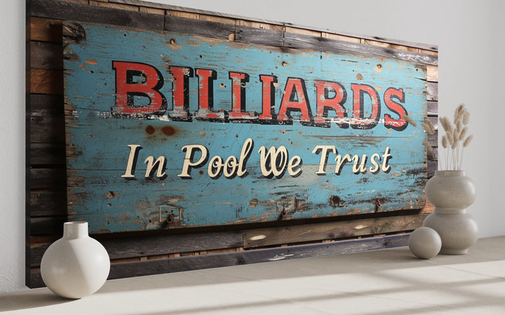 Billiards Room Decor In Pool We Trust Vintage Sign Canvas Wall Art