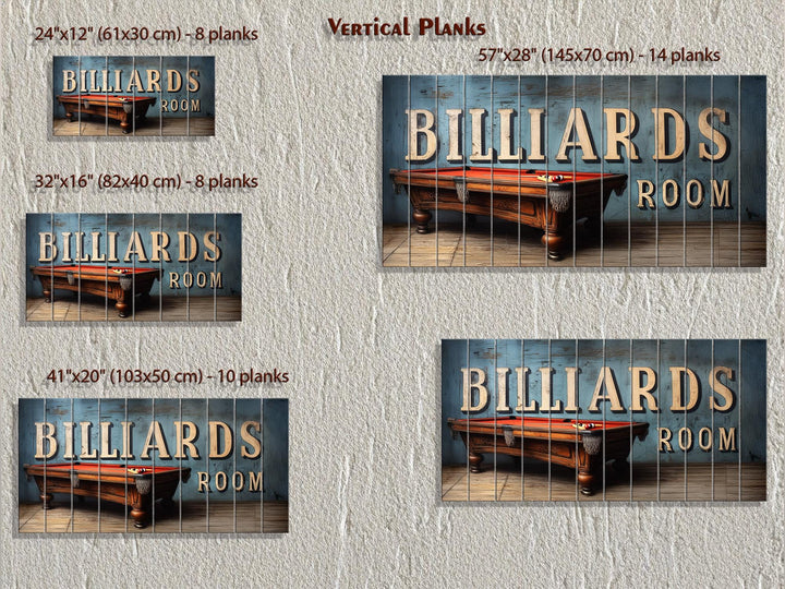 Billiards Room Sign Distressed Wood Wall Art