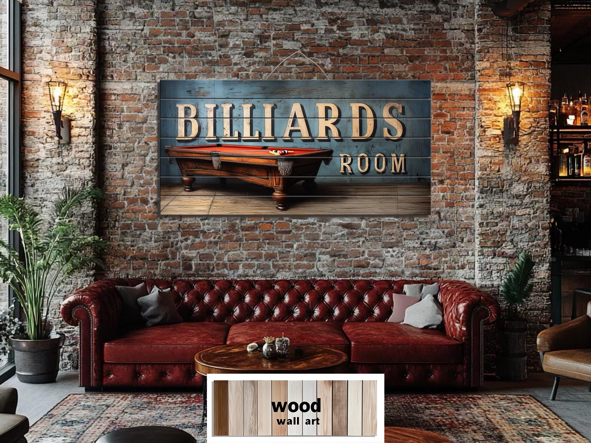 アメリカン☆★ウェルカムボード✨男前インテリア Billiards Room Sign: Distressed Wood Wall Art for Man Caves – Wall