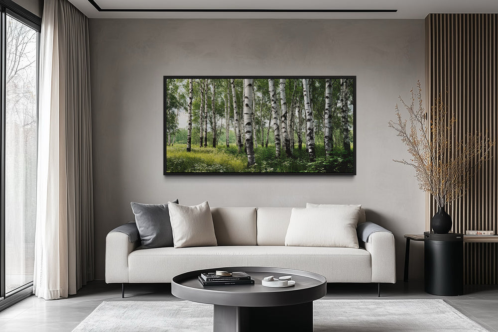 Birch Tree Forest Painting Framed Canvas Wall Art