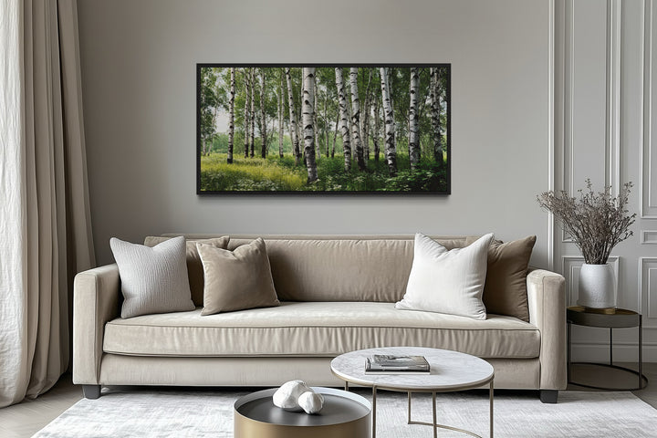 Birch Tree Forest Painting Framed Canvas Wall Art