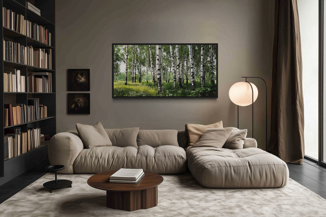 Birch Tree Forest Painting Framed Canvas Wall Art