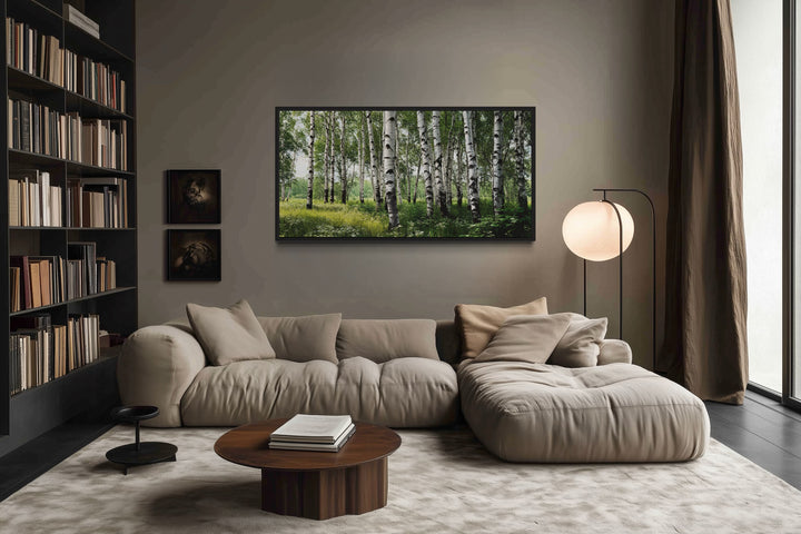 Birch Tree Forest Painting Framed Canvas Wall Art