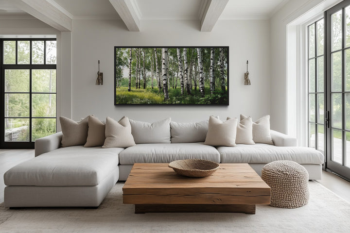Birch Tree Forest Painting Framed Canvas Wall Art