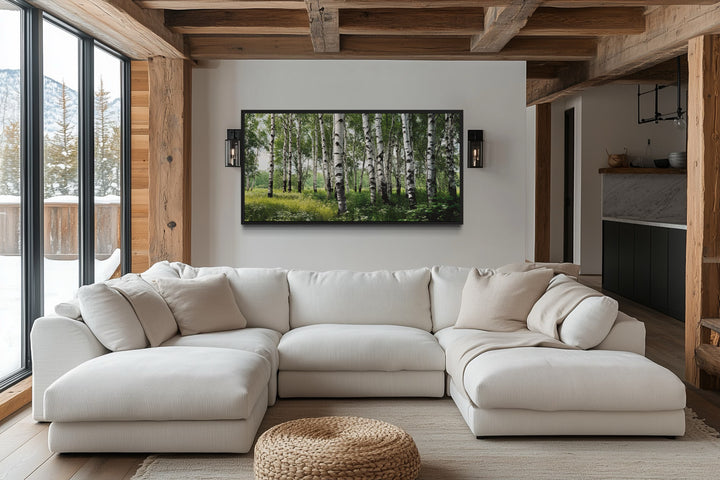 Birch Tree Forest Painting Framed Canvas Wall Art