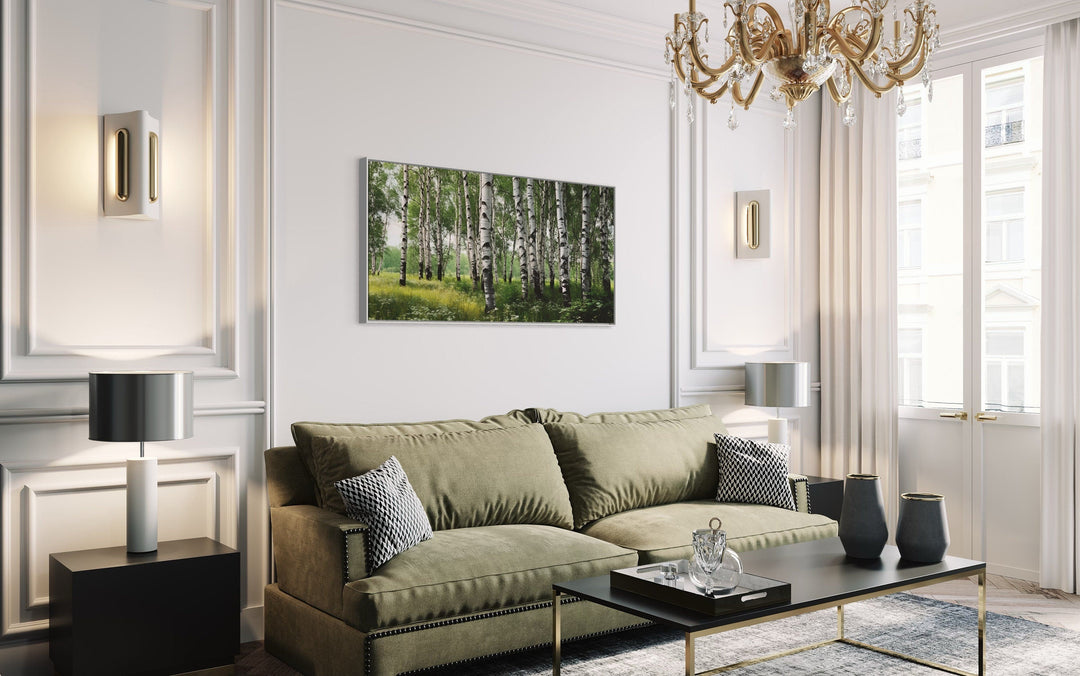 Birch Tree Forest Painting Framed Canvas Wall Art