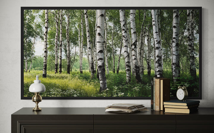 Birch Tree Forest Painting Framed Canvas Wall Art