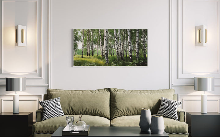 Birch Tree Forest Painting Framed Canvas Wall Art