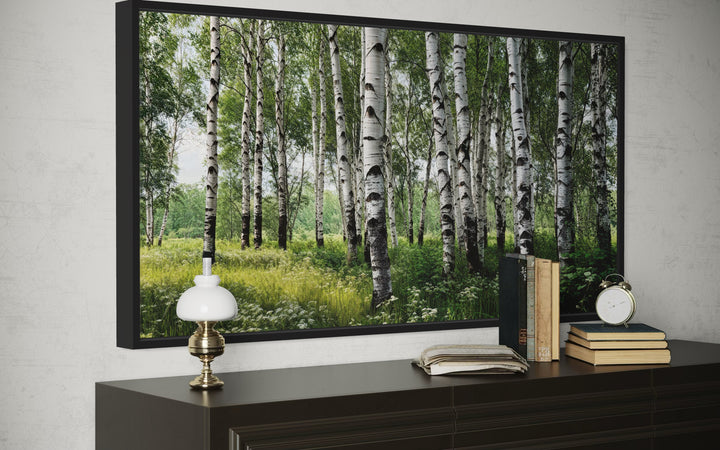 Birch Tree Forest Painting Framed Canvas Wall Art