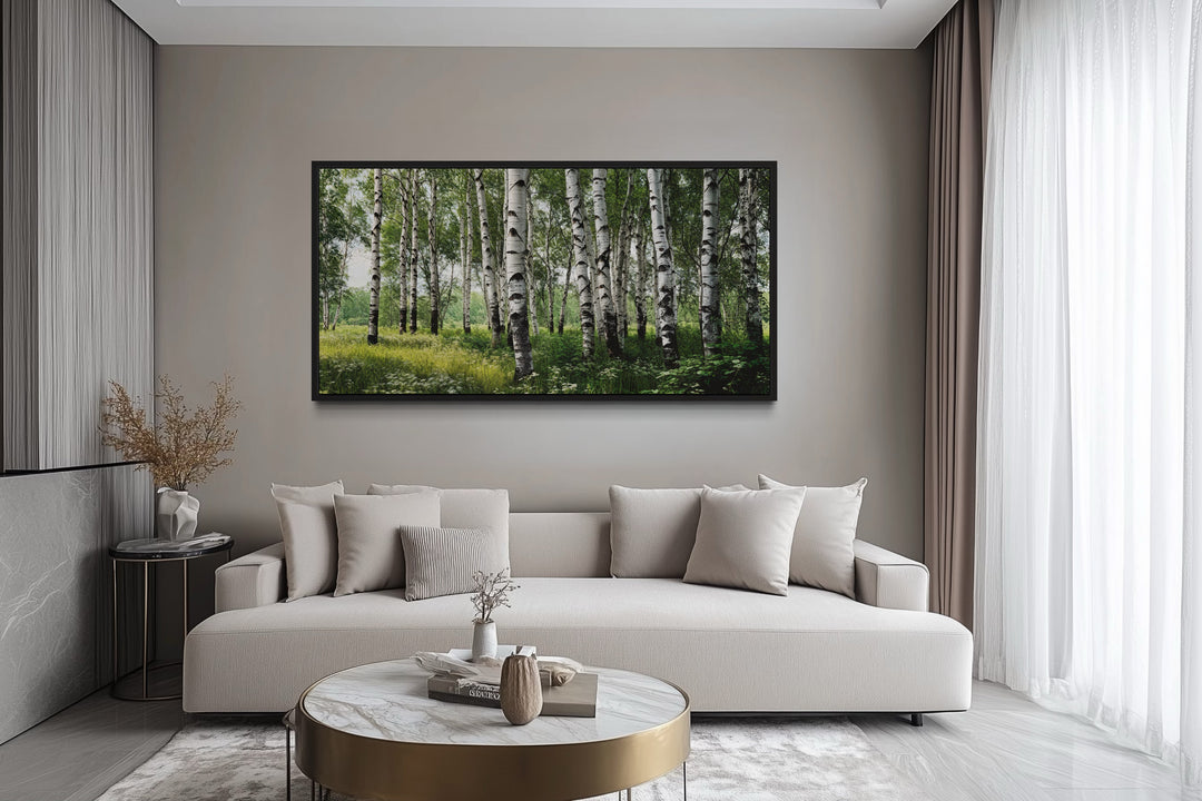 Birch Tree Forest Painting Framed Canvas Wall Art