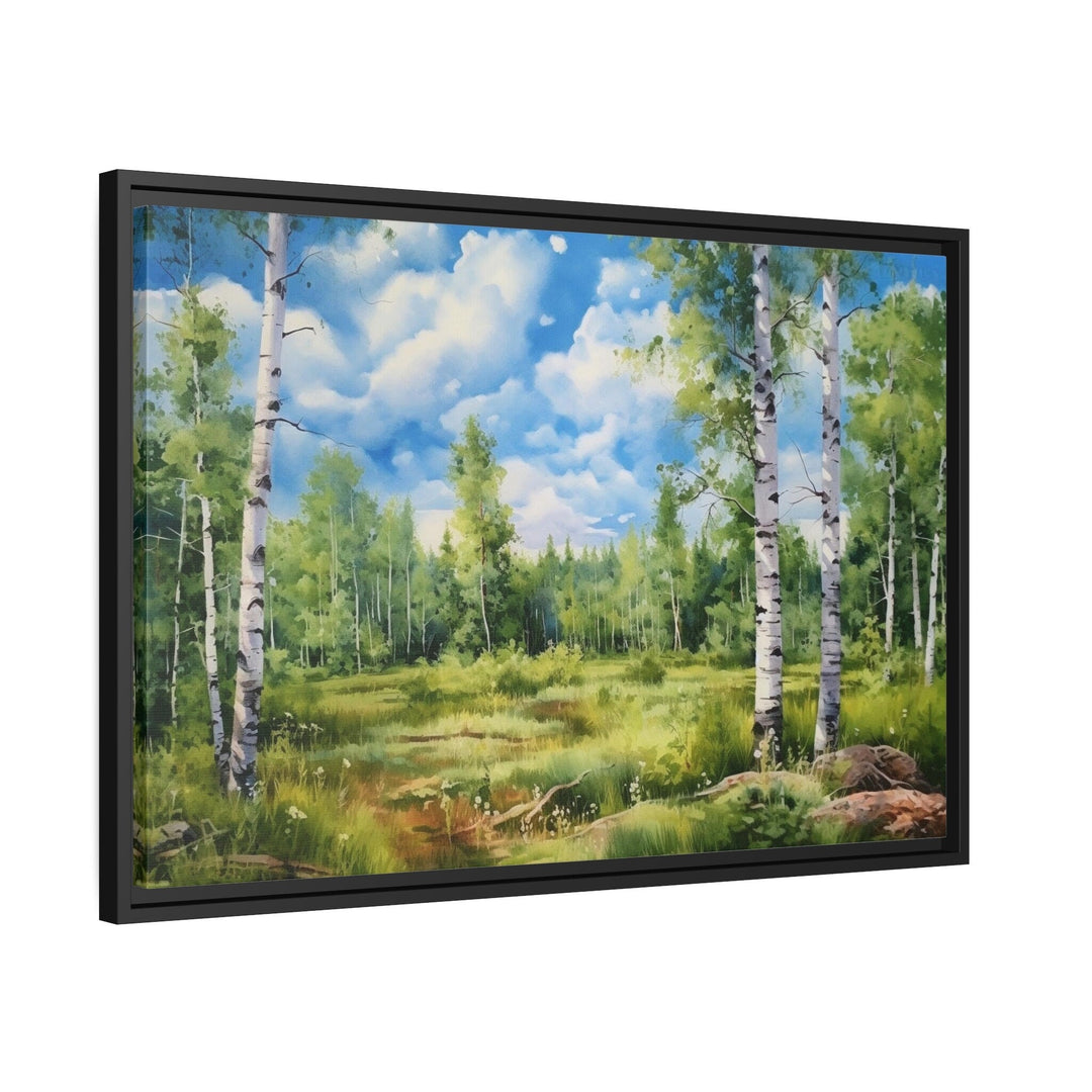 Birch Trees Forest In Summer Framed Canvas Wall Art