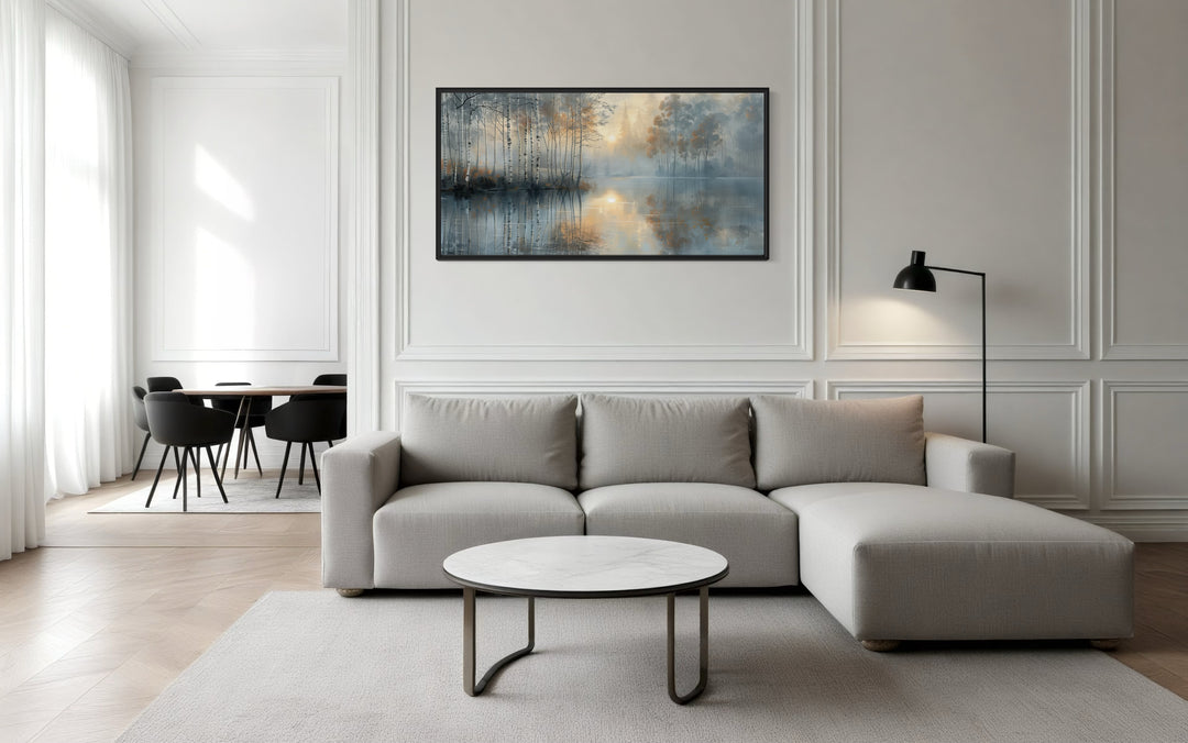 Birch Trees Wall Art – Silver Gold Forest Landscape Canvas for Modern Minimalist Rooms