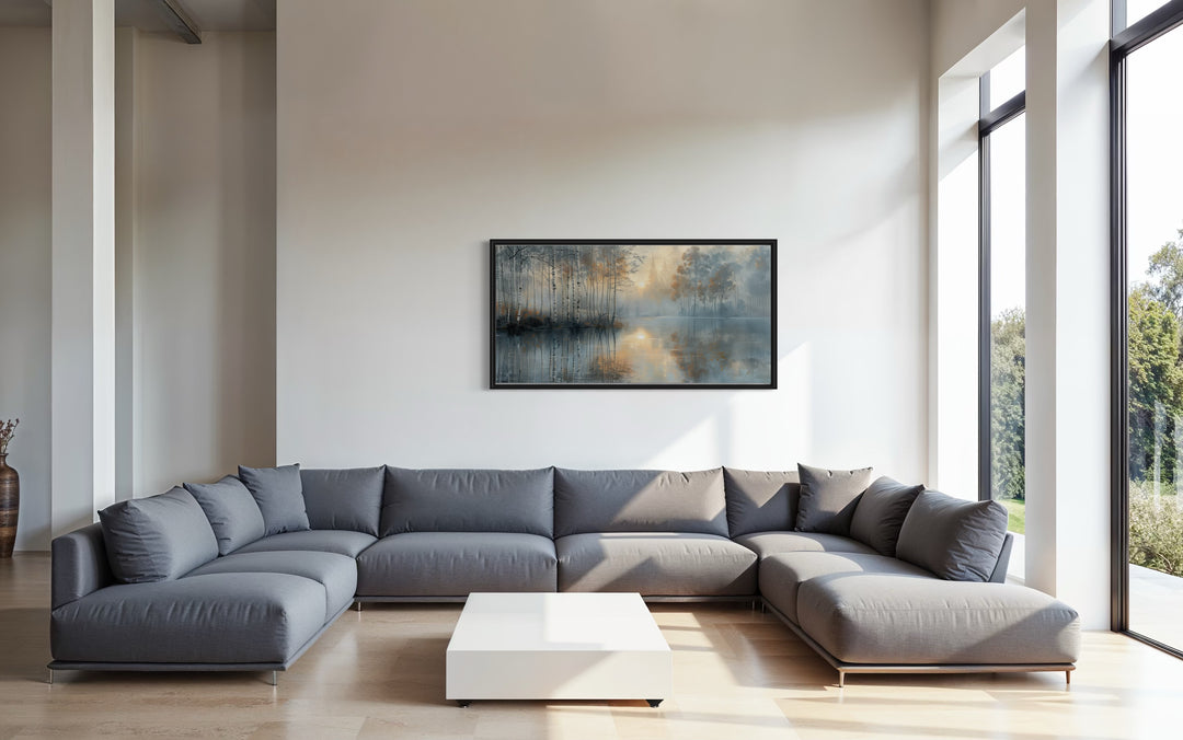 Birch Trees Wall Art – Silver Gold Forest Landscape Canvas for Modern Minimalist Rooms