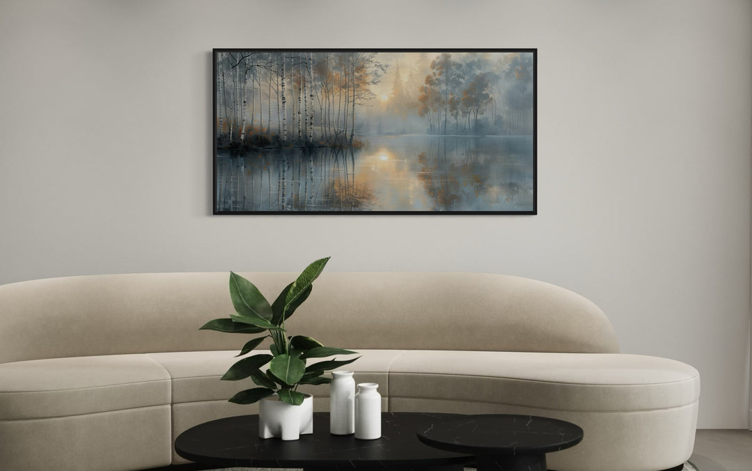 Birch Trees Wall Art – Silver Gold Forest Landscape Canvas for Modern Minimalist Rooms