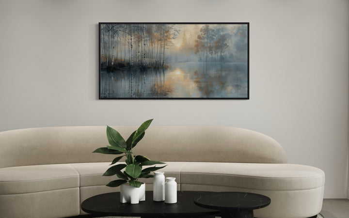 Birch Trees Wall Art – Silver Gold Forest Landscape Canvas for Modern Minimalist Rooms