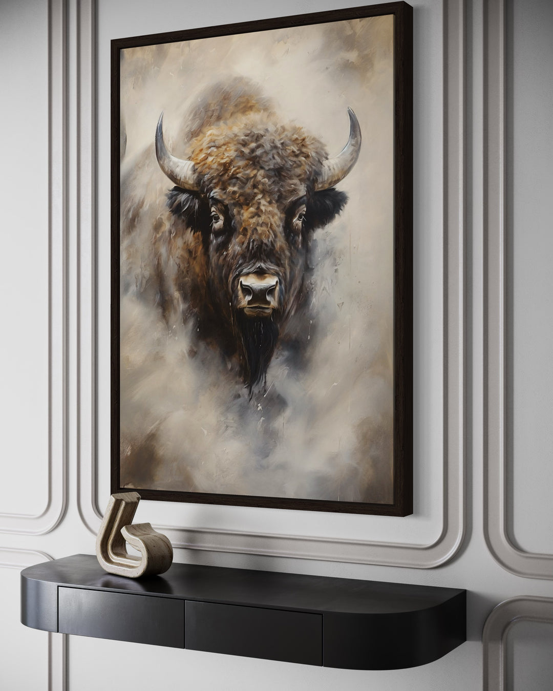 Bison Abstract Painting Extra Large Framed Canvas Wall Art