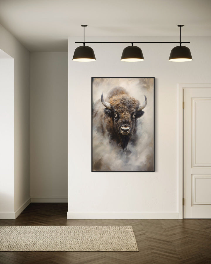 Bison Abstract Painting Extra Large Framed Canvas Wall Art