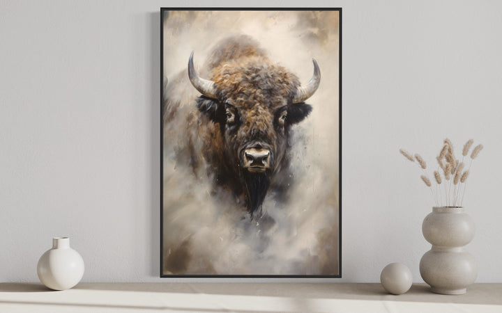 Bison Abstract Painting Extra Large Framed Canvas Wall Art