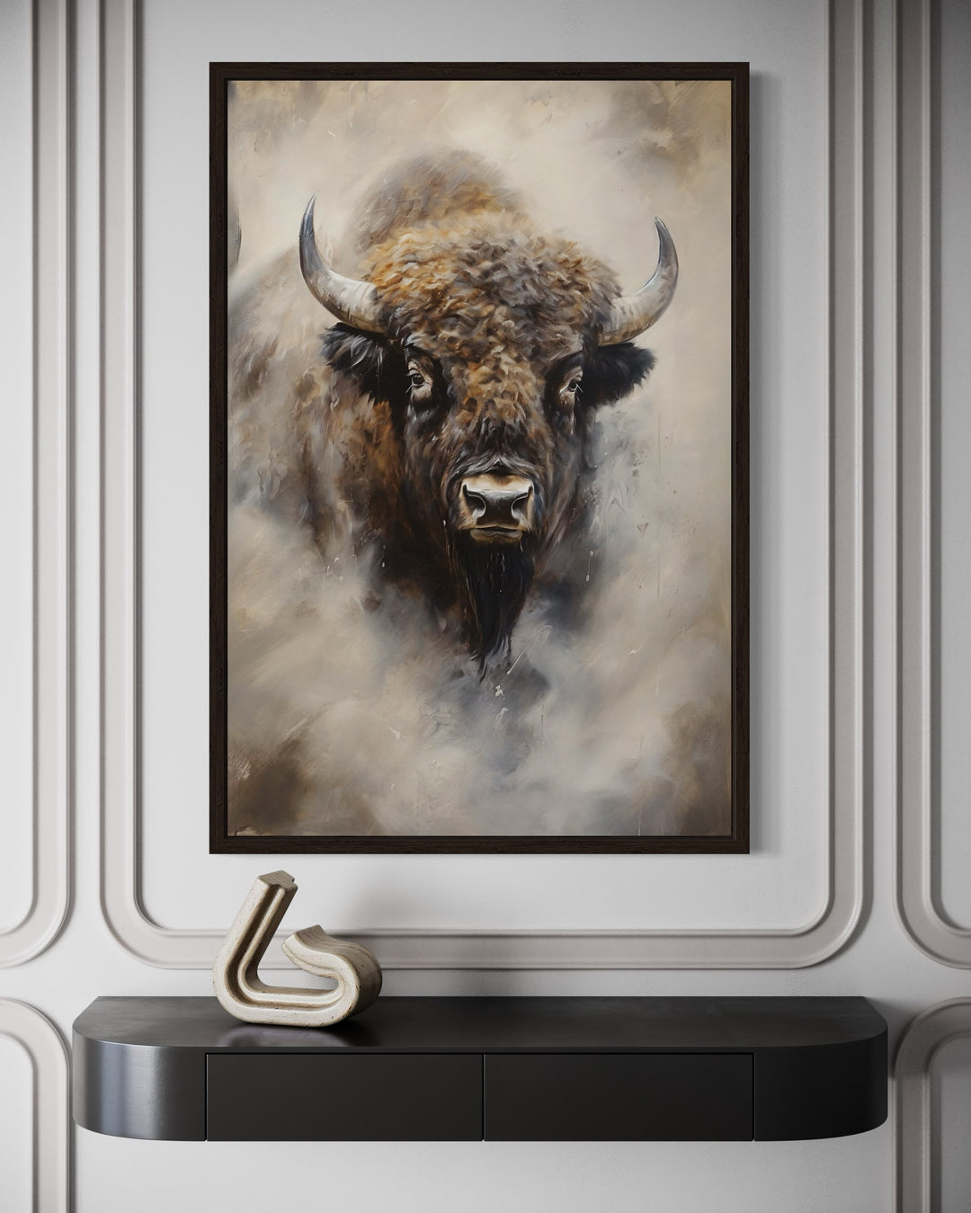 Bison Abstract Painting Extra Large Framed Canvas Wall Art