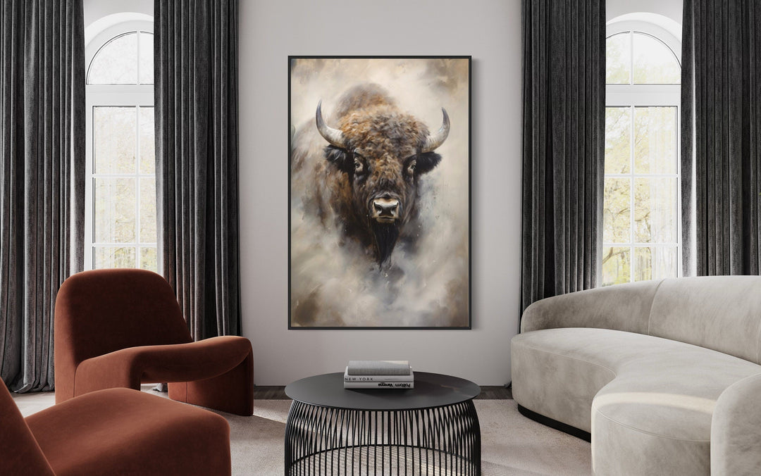 Bison Abstract Painting Extra Large Framed Canvas Wall Art