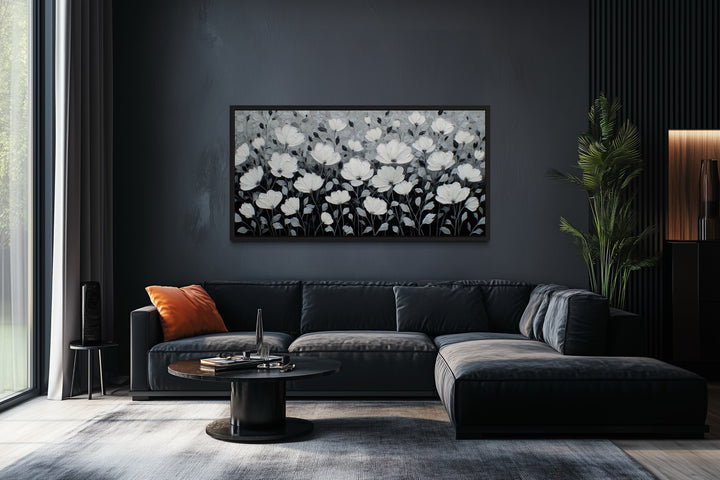 Black And White Flowers Framed Canvas Wall Art