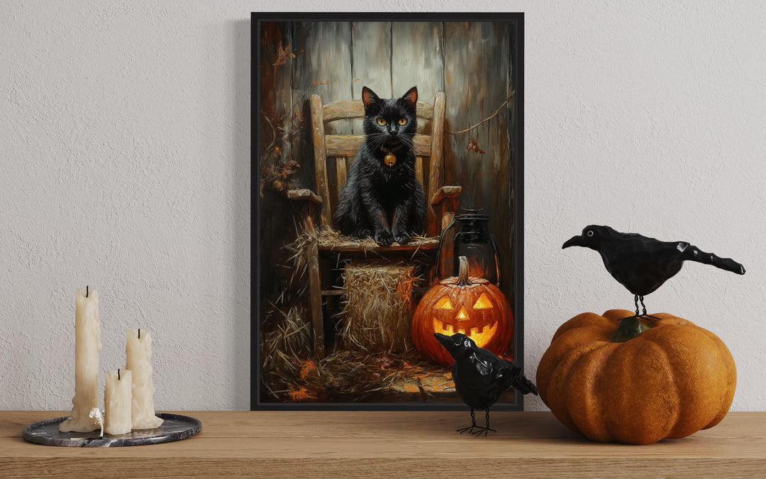 Black Cat and Jack O’Lantern Halloween Wall Art