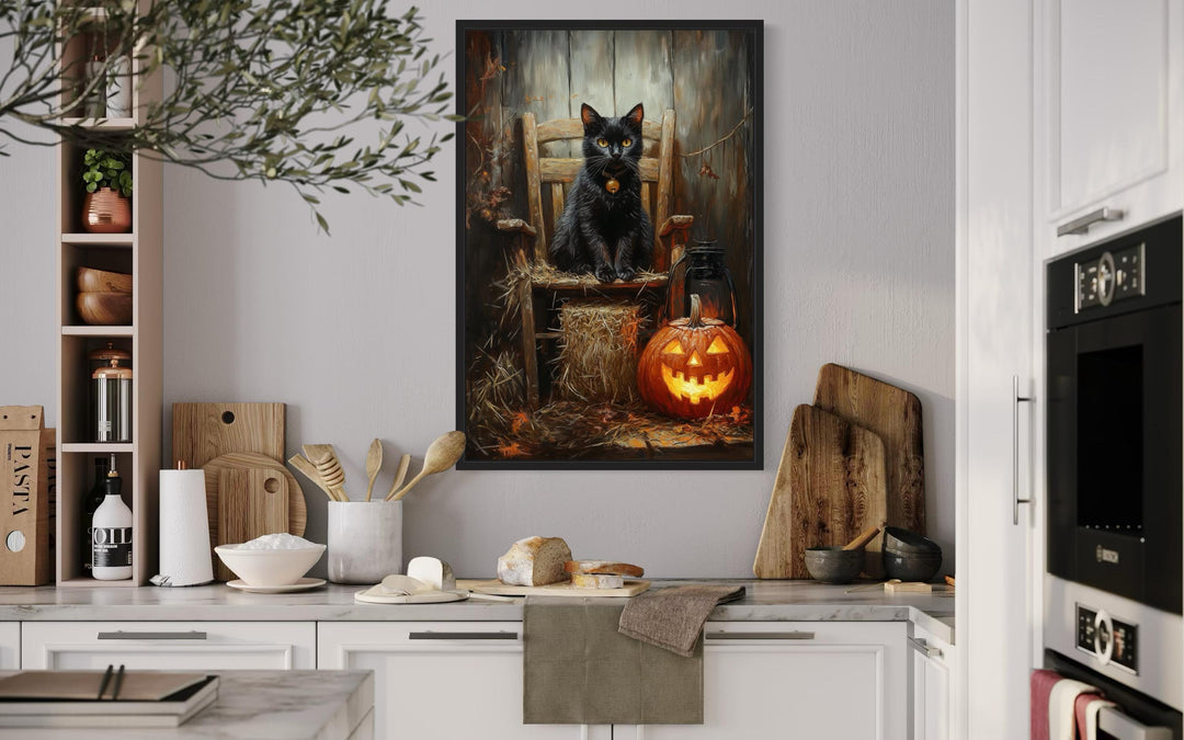 Black Cat and Jack O’Lantern Halloween Wall Art