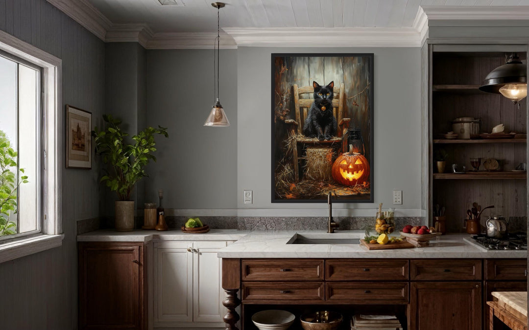 Black Cat and Jack O’Lantern Halloween Wall Art