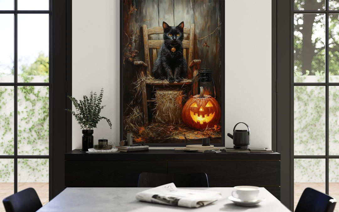 Black Cat and Jack O’Lantern Halloween Wall Art