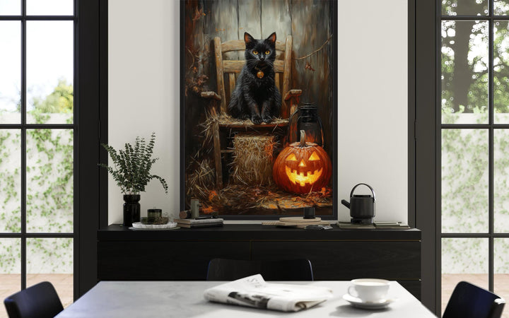 Black Cat and Jack O’Lantern Halloween Wall Art