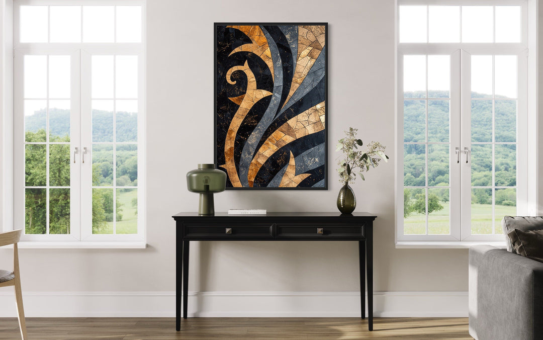 Black Gold Art Nouveau Luxury Living Room Framed Canvas Wall Art