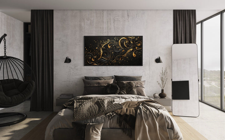 Black Gold Luxury Art Nouveau Framed Canvas Wall Art