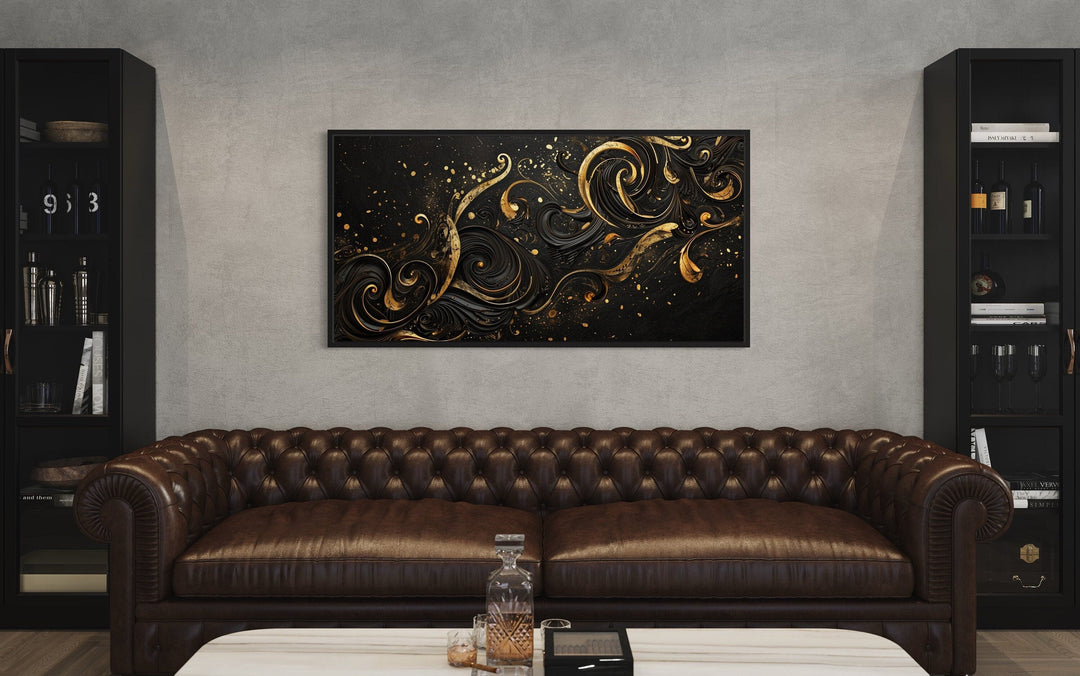 Black Gold Luxury Art Nouveau Framed Canvas Wall Art