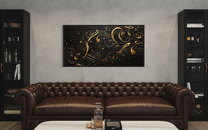 Black Gold Luxury Art Nouveau Framed Canvas Wall Art