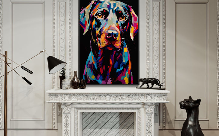 Black Labrador Retriever Pop Art Portrait Framed Canvas Wall Art