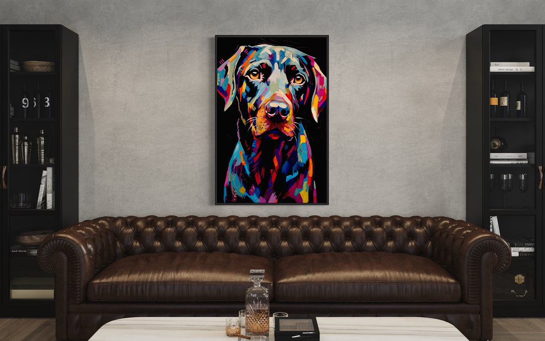 Black Labrador Retriever Pop Art Portrait Framed Canvas Wall Art