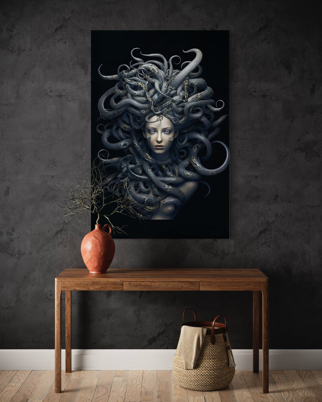 Black Medusa Greek Gorgon Framed Canvas Wall Art