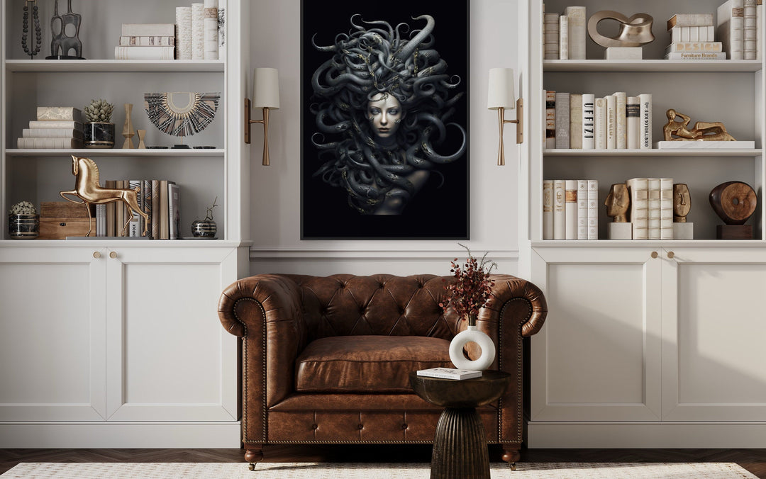 Black Medusa Greek Gorgon Framed Canvas Wall Art